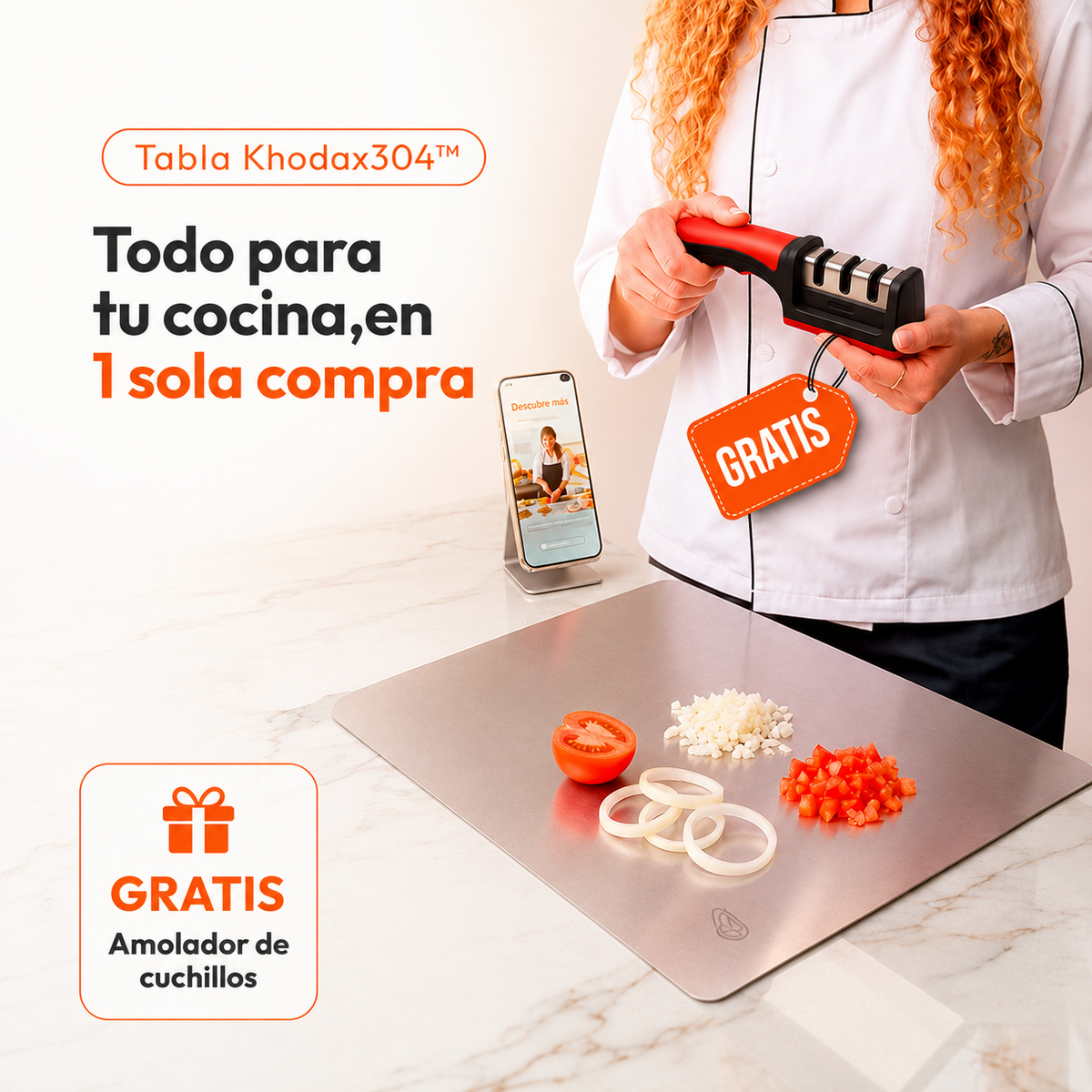 Tabla para picar + Amolador de cuchillo