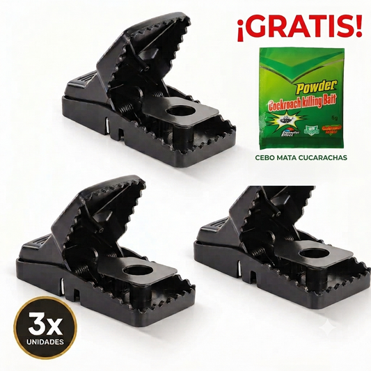 3x Trampas para ratas + Mata cucarachas Gratis